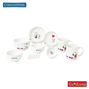 Corningware ชุดจานลาย Snoopy สนูปปี้เลิฟลี่ 14ชิ้นN-02-P14-SLVSG